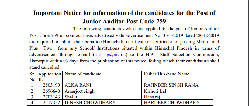 HPSSC Important Notice